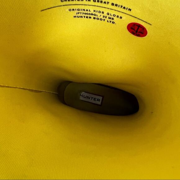 Hunter tall yellow waterproof rubber rain boots kids 4.5/5 - Picture 6 of 7